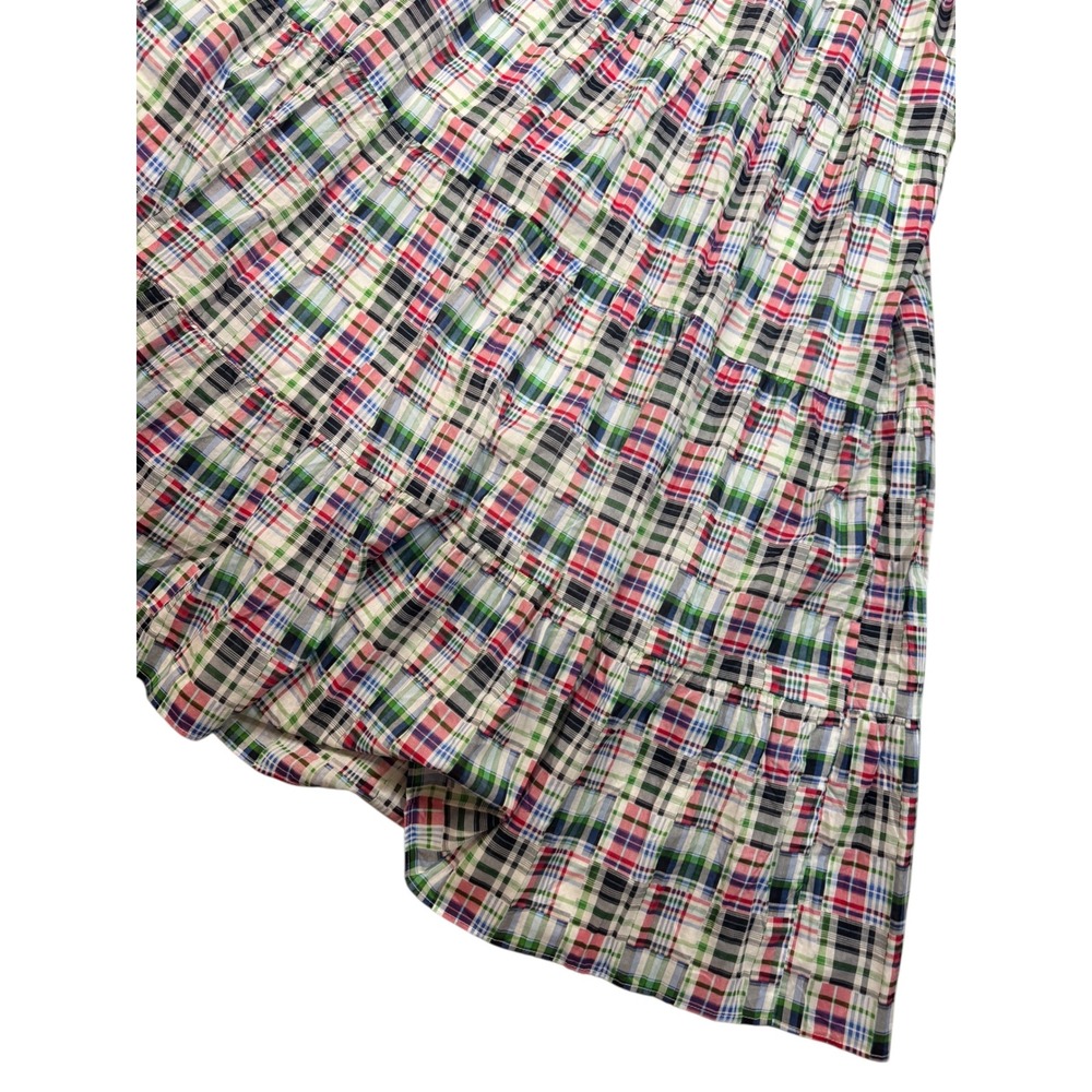 NWT Nautica Jeans Plaid Maxi Dress Smocked Bodice Tiered Spaghetti Strap L - Picture 7 of 12